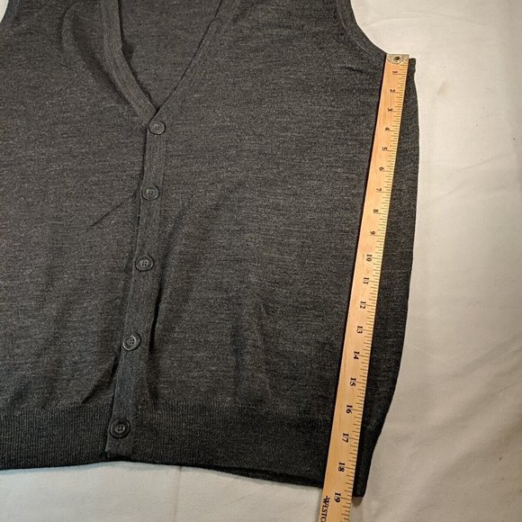 Denver Hayes 100% Merino Wool Button Up Vest Mens XL Charcoal Grey Gray SDA-724 - Picture 6 of 9